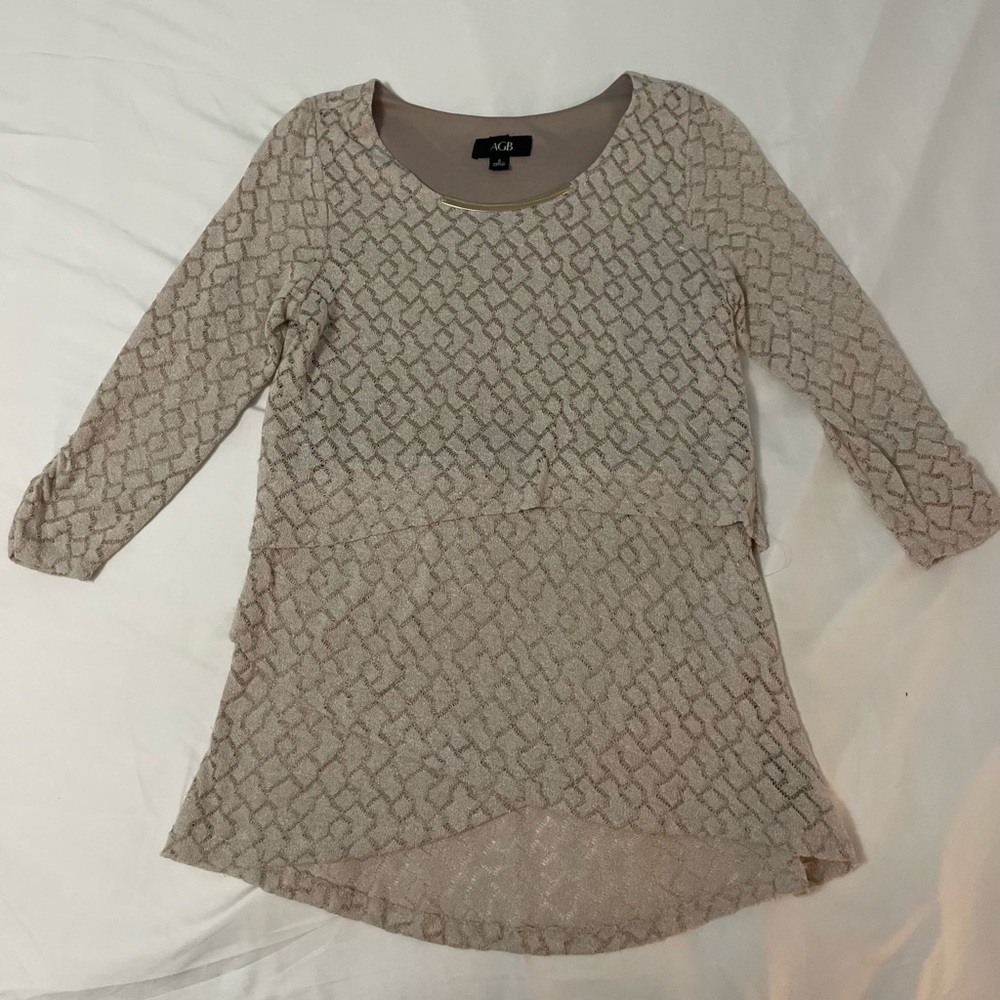 Tan top with gold neckline